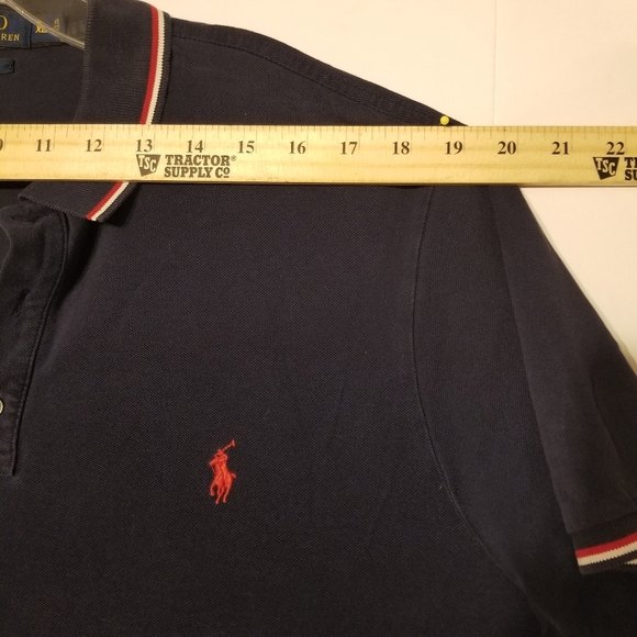 Polo Ralph Lauren Shirt Custom Fit Blue W/ Red Trim Men XL Logo Preowned READ - Picture 6 of 9